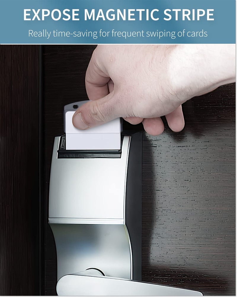 Pawfly 5 Pack Vertical Half Card Badge Holders with Grippers Hard Transparent Protectors Sleeves Frosted Pouches for POS Magnetic Swipe Cards IDs Credit Cards and Passes - Image 2